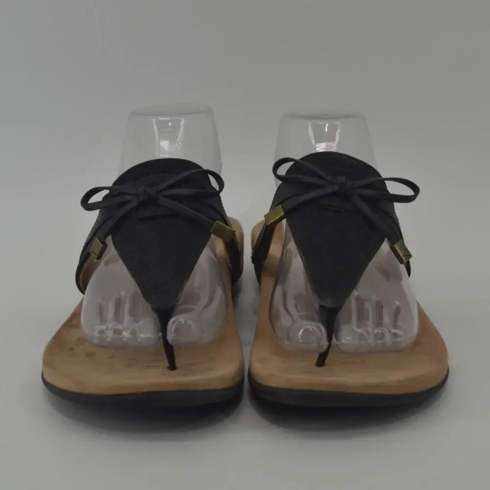 Vionic Black and Tan Comfort Thong Sandals
